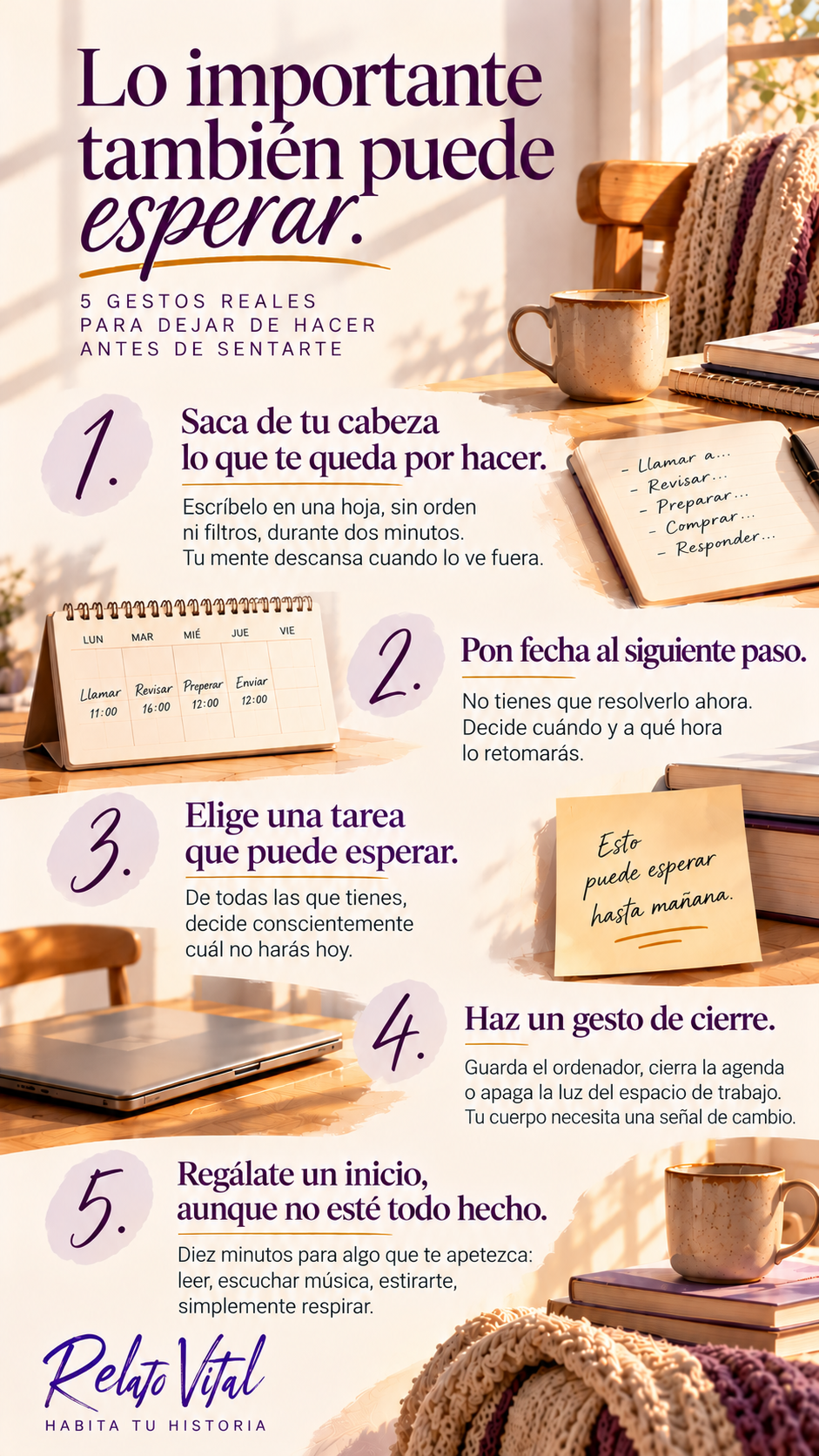 Infografía · Antes de sentarme: una propuesta práctica de Relato Vital.